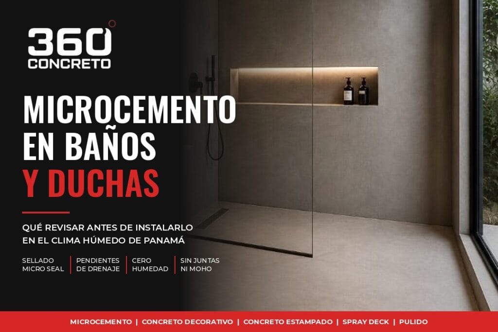 Microcemento en baños y duchas de Panamá: qué revisar antes de instalarlo