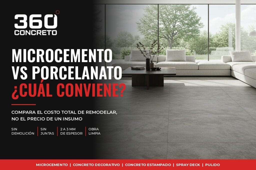 Microcemento vs. porcelanato en Panamá: compara el costo total de remodelar
